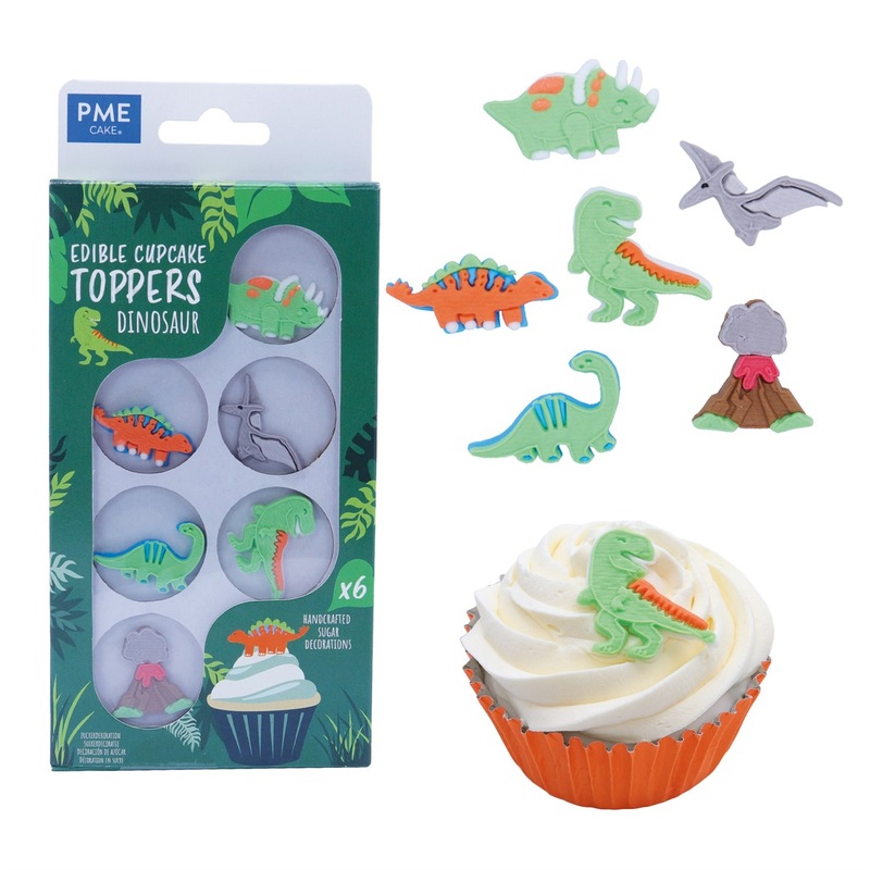 Edible Cupcake Toppers, Dinosaurs | Pack of 6