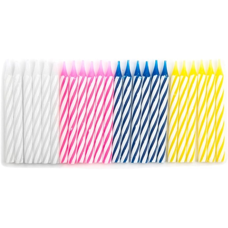 Striped Birthday Candles, Pack of 24