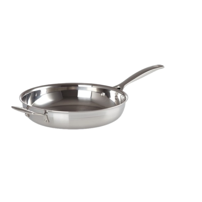 3-Ply Stainless Steel Uncoated Frying Pan with Helper Handle