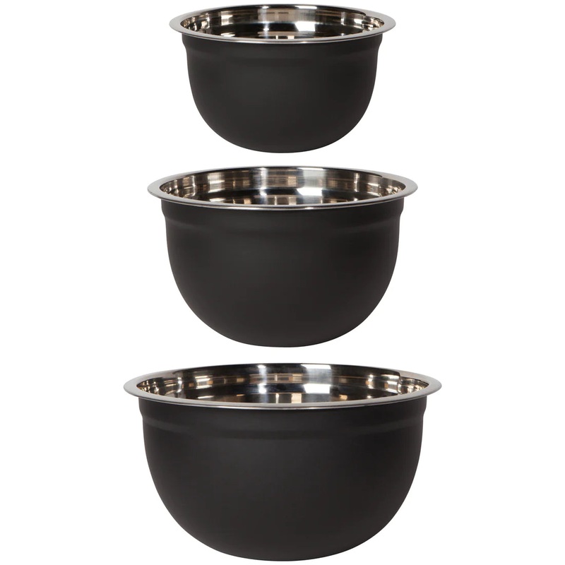Matte Mixing Bowls, Set of 3 | Black