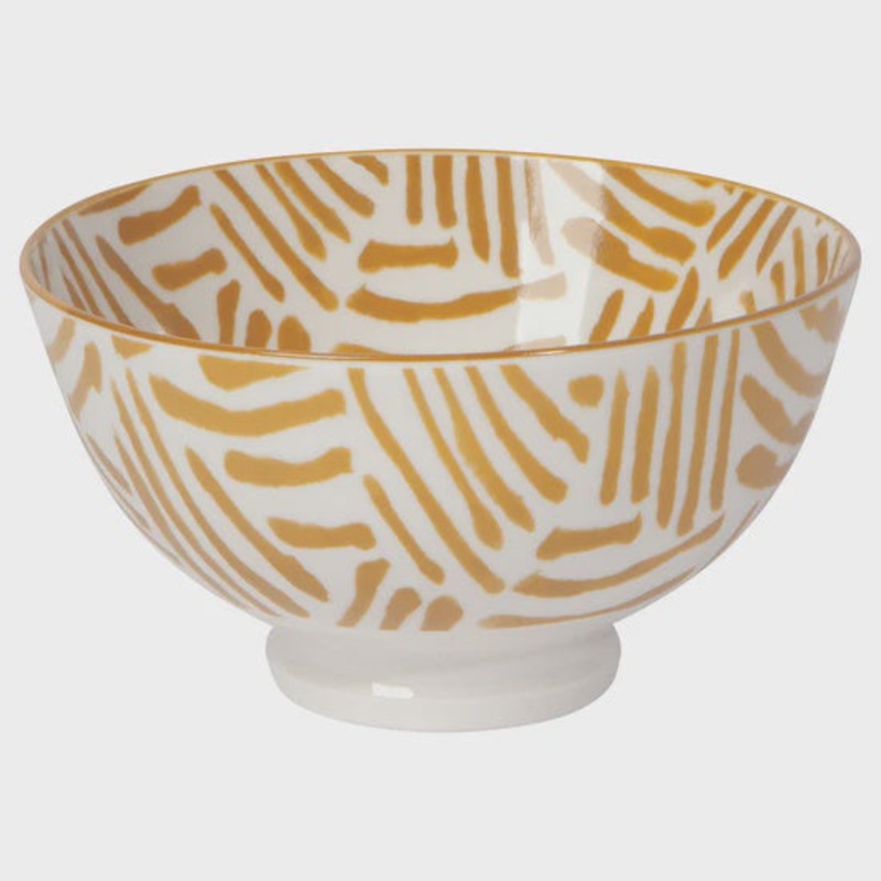 Ochre Lines Stamped Bowl 4 inch