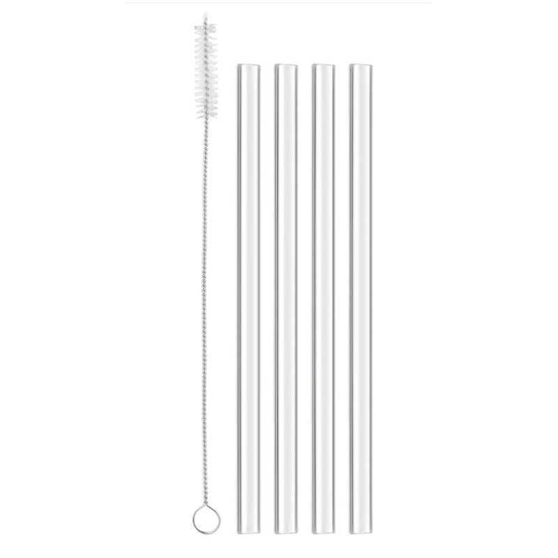 Reusable Glass Cocktail Straws | Set of 4 | 6"