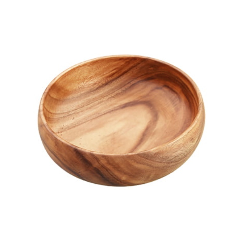 Acacia Wood Round Calabash Bowl, 12" x 4"