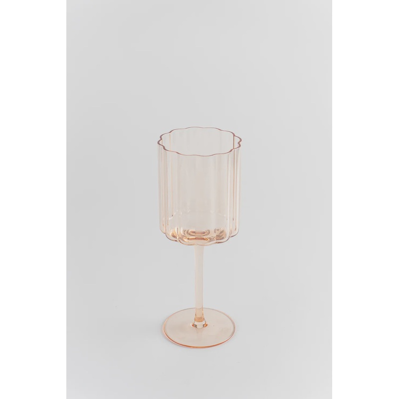 Scalloped Rim Fluted Wine Glass, 12oz, Amber