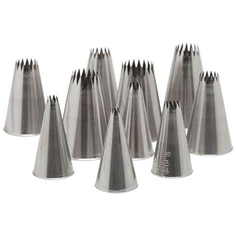 10-Piece Stainless Steel French Star Piping Tip Decorating Set