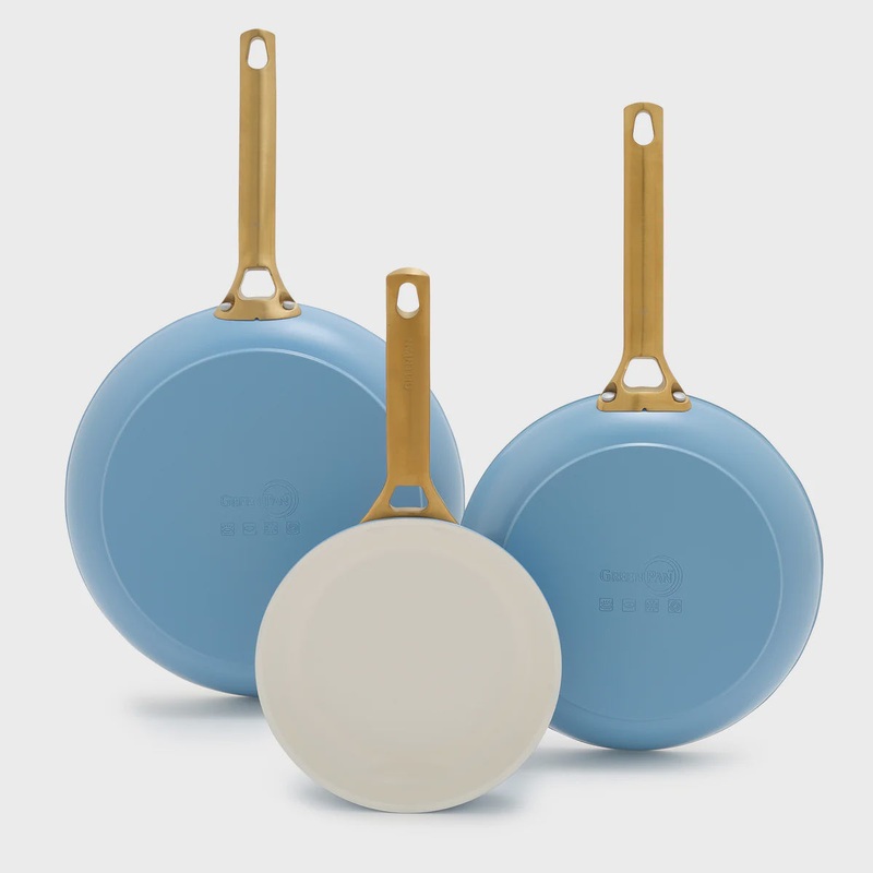 Reserve Ceramic NonStick 8", 10" and 12" Frypan Set | Sky Blue