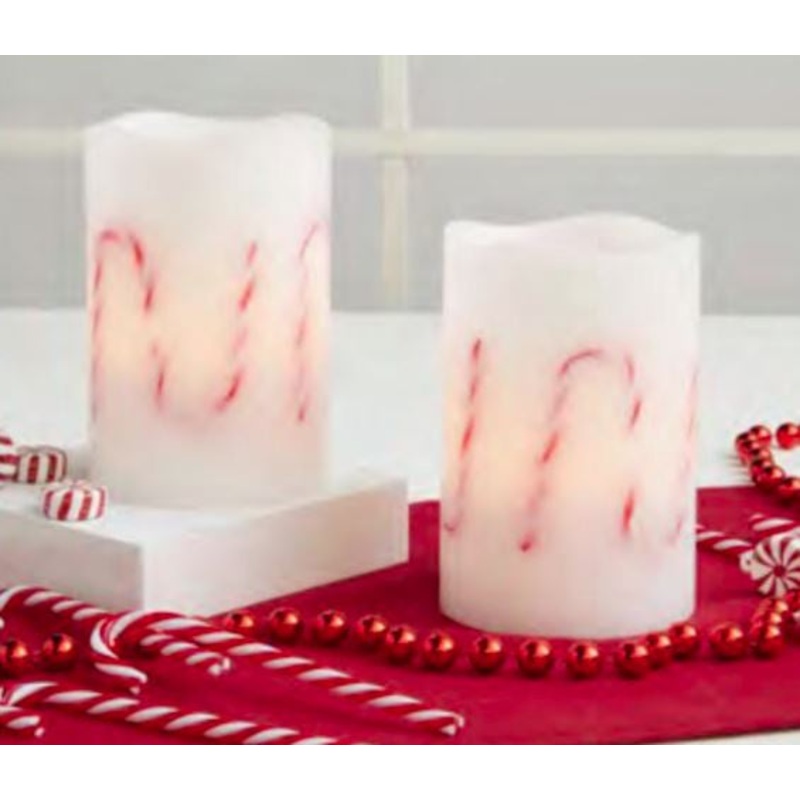 Flameless Candle | Candy Canes