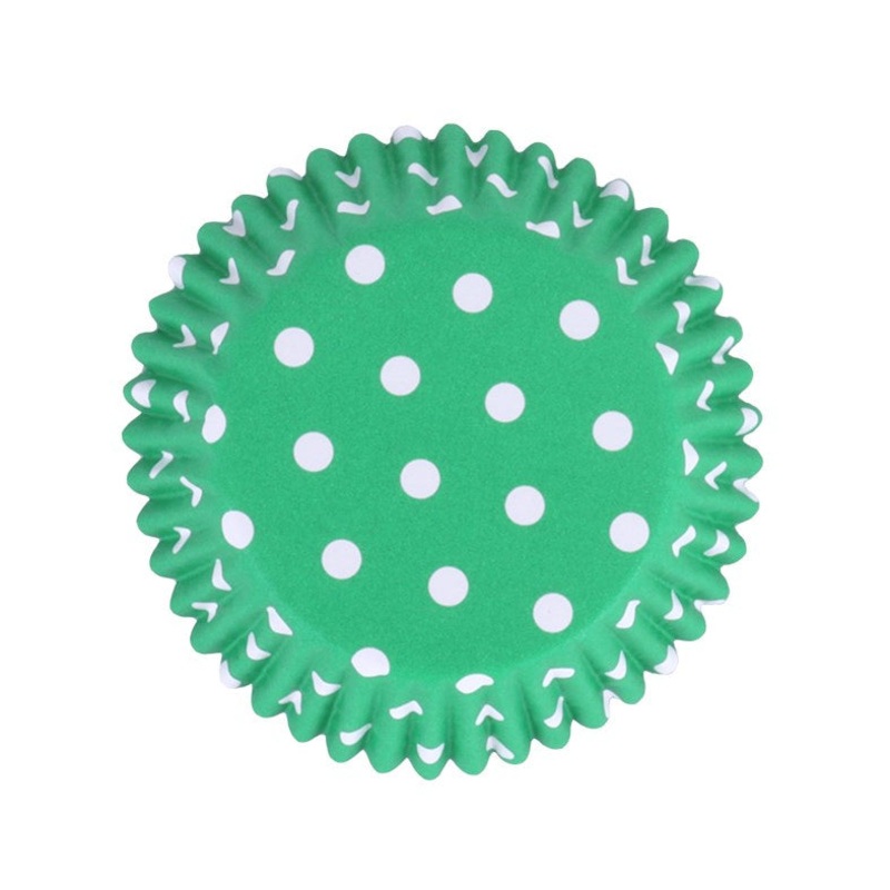 Cupcake Cases // Green Polka Dots Pk/30