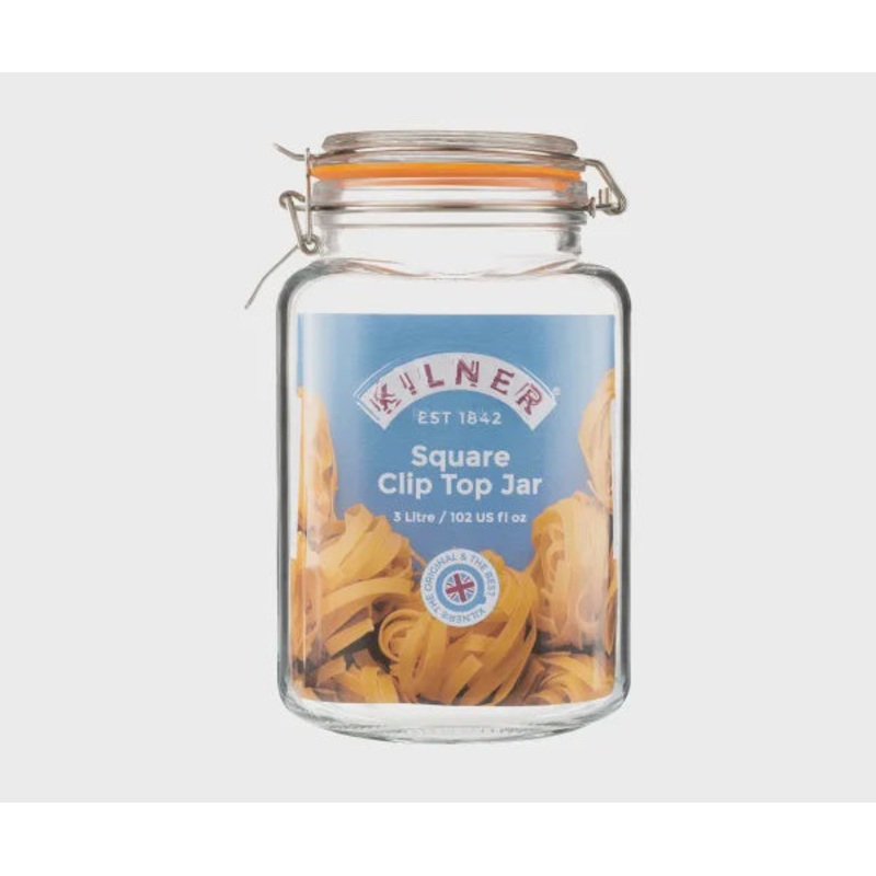Clip Top Square Jar  3 Litre