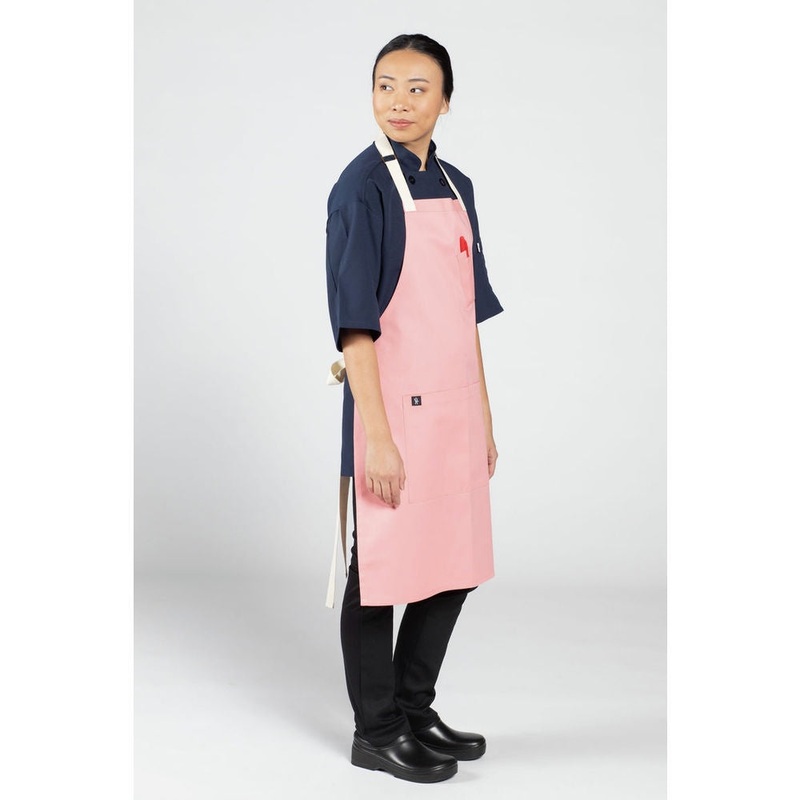Vibe Bib Canvas Apron with Natural Webbing | Coral Pink