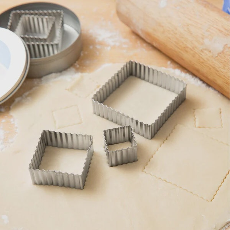 5-Piece Stainless Steel Fluted Square Cutter Set