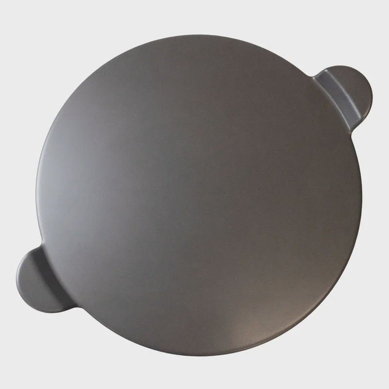Glazed Round Pizza Stone with Handles, 13-Inch, Grey