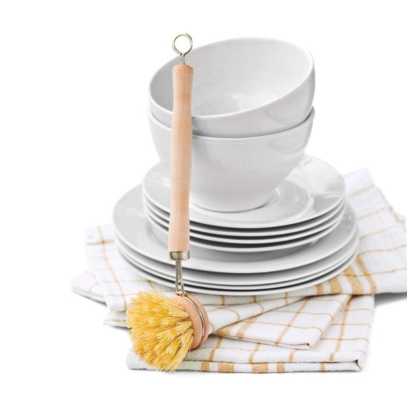 Natural Bristle Veggie & Dish Scrub Brush