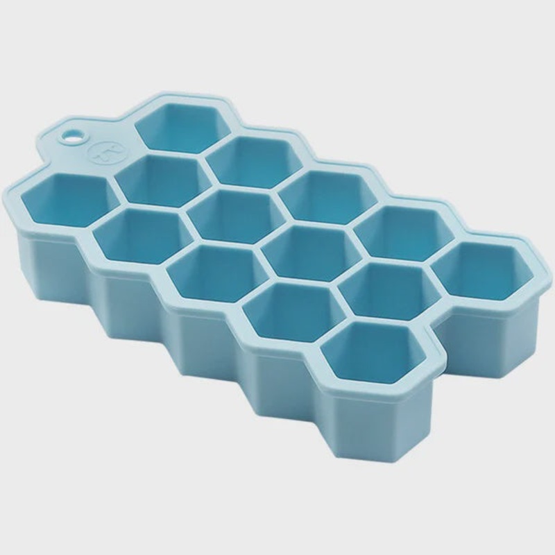 Blue Silicone 14 Compartment Hexagon Ice Mold