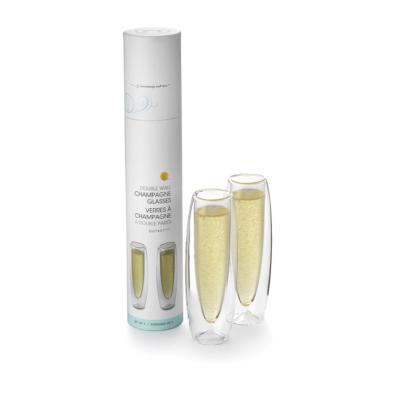 Double Wall Stemless Champagne Flutes, Set of 2