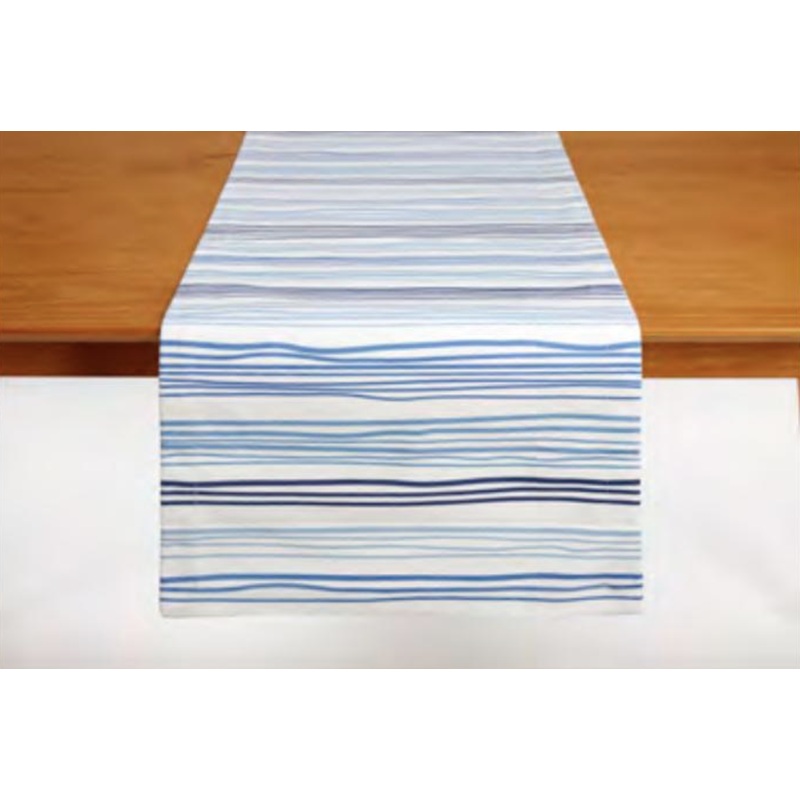 Blue Watercolor Stripe Table Runner
