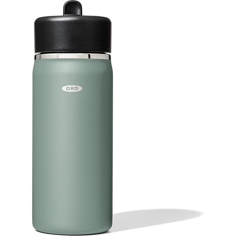 Wide Mouth Straw Lid Water Bottle, 16oz, Jade