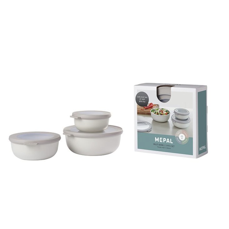 CIRQULA Shallow Food Container, Set of 3, Nordic White