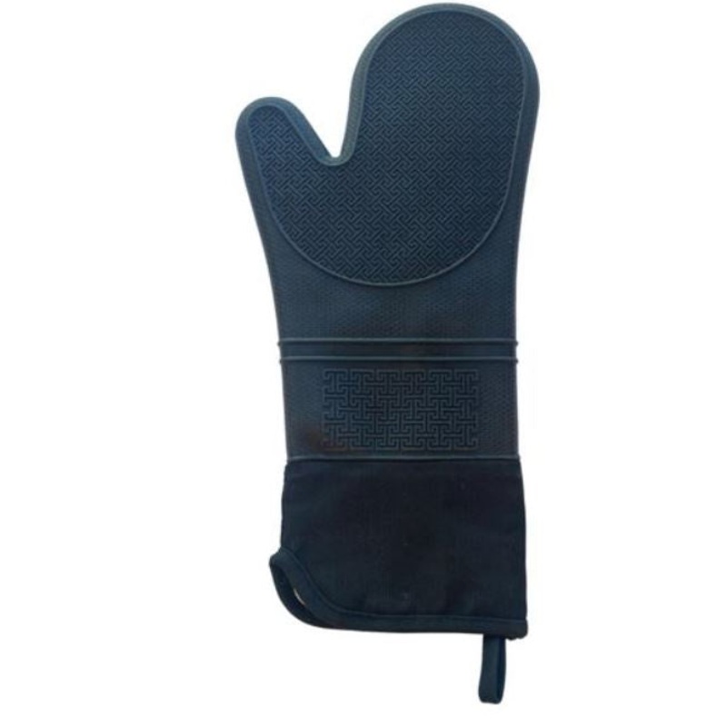Silicone Oven Mitt Long with Cuff Black