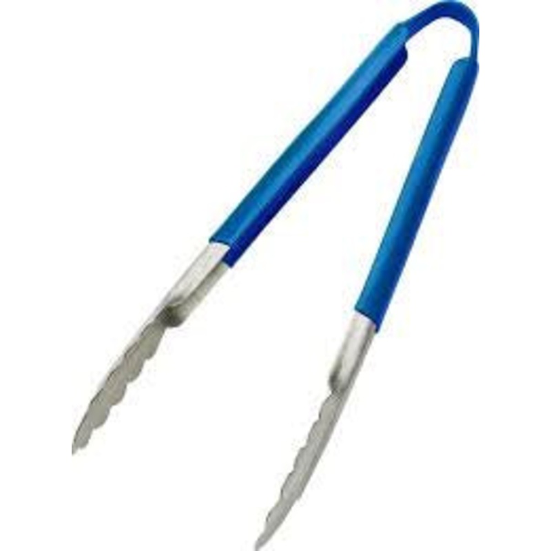 Stainless Steel Tongs with Blue Handle