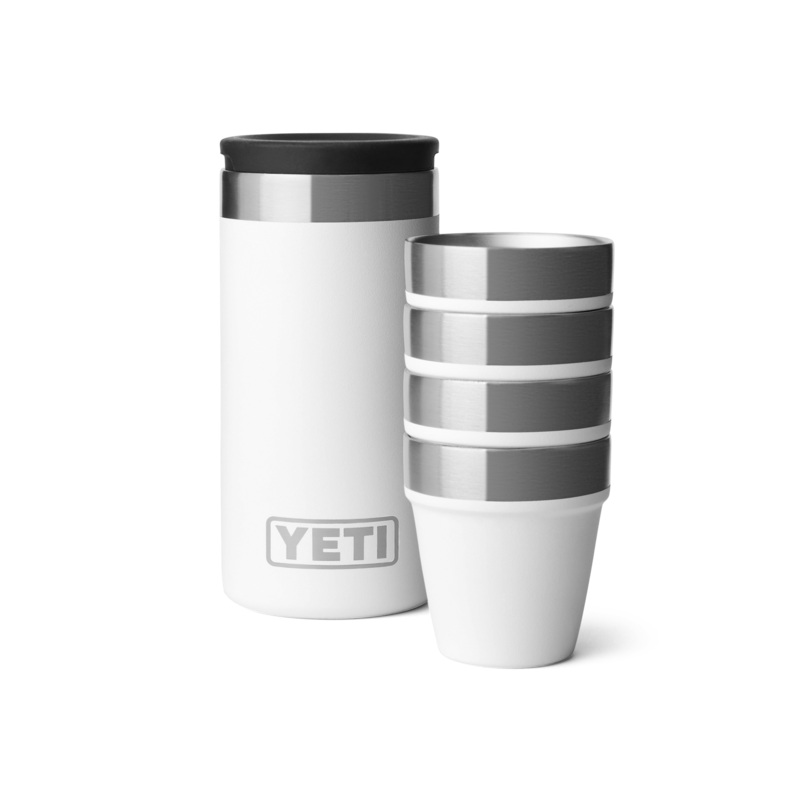 Shot Glasses - 4 Pack w/ Carrying Case - White