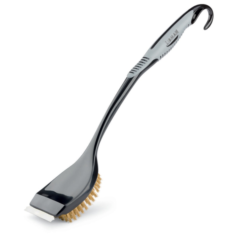 Brass BBQ Brush with Scraper - Black