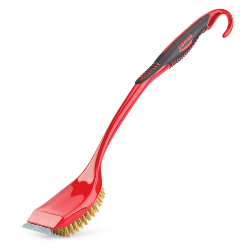 Brass BBQ Brush with Scraper - Red