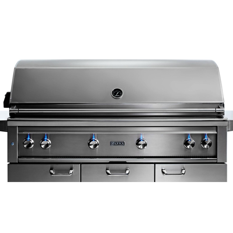 54" Professional Freestanding Grill with 1 Trident Infrared Burner and 3 Ceramic Burners and Rotisserie (L54TRF)
