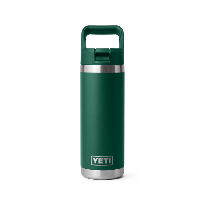 18 oz. / 532ml Bottle w/ Matching Straw Cap - Black Forest Green