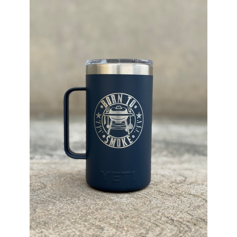 24 oz. / 710ml Navy Mug w/ MagSlider Lid with Engraved Design