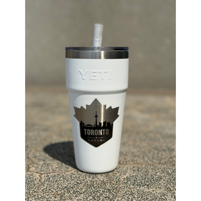 26 oz. / 769ml White Tumbler with Engraved Design