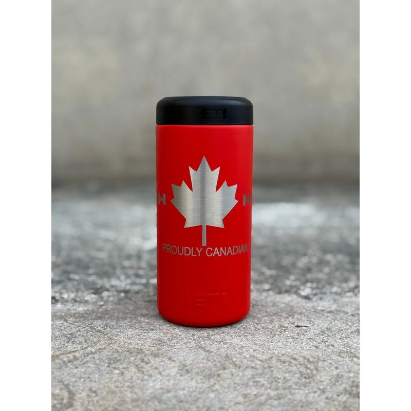 355ml Rescue Red Colster Slim Can Insulator with Engraved Design