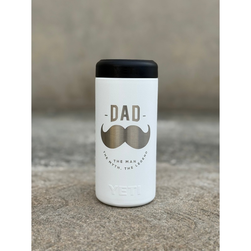 355ml White Colster Slim Can Insulator with Engraved Design