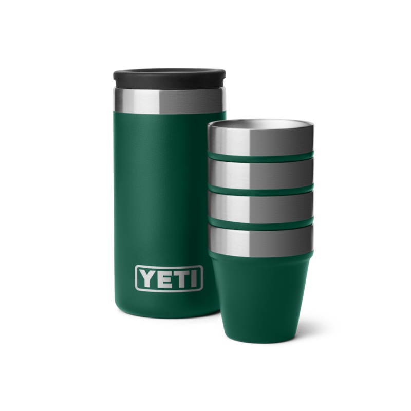 Shot Glasses - 4 Pack w/ Carrying Case - Black Forest Green