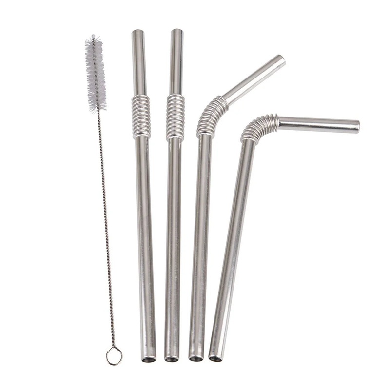 Turtleneck Straw Stainless Steel Flexible Straws Set of 4