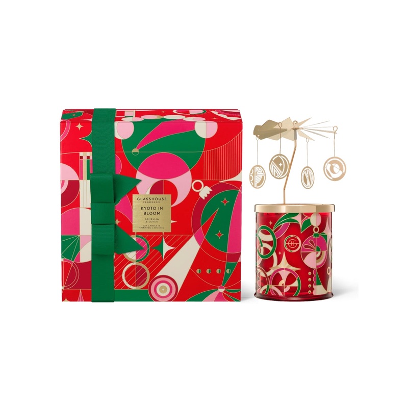 380g Candle with Spinning Carousel Gift Set - Christmas - Kyoto in Bloom - 2024