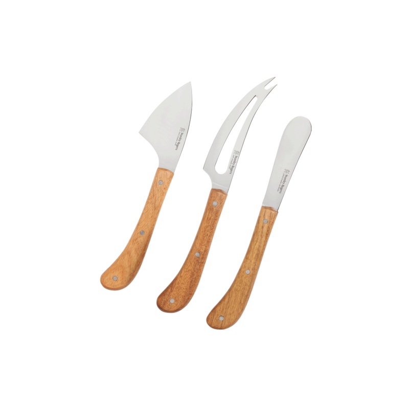 Pistol Grip Acacia Cheese 3 Piece Set