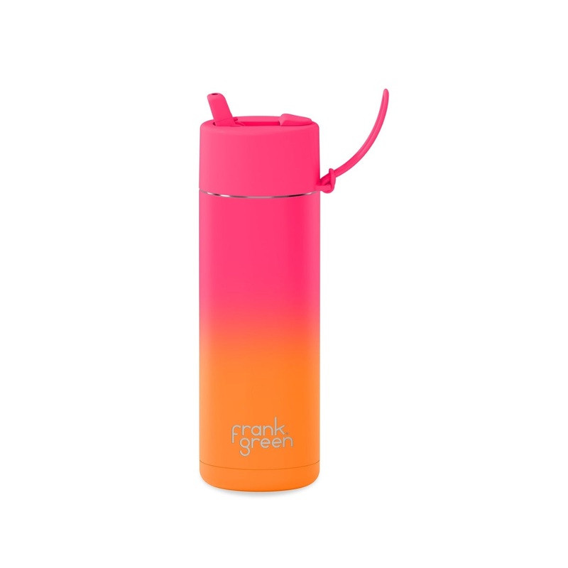 20oz Stainless Steel Ceramic Reusable Bottle With Flip Straw Lid Summer Sunset