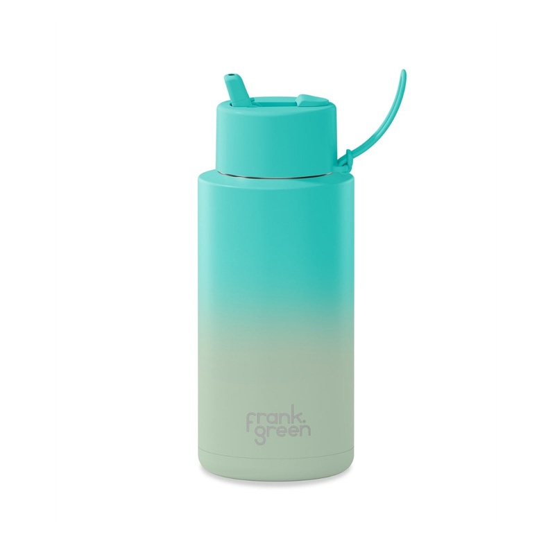 34oz Stainless Steel Ceramic Reusable Bottle With Flip Straw Lid Bondi Bliss