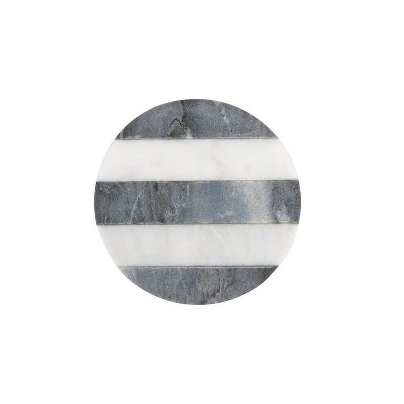 Coaster Collective Round Marble Coaster 10cm Charcoal Stripe
