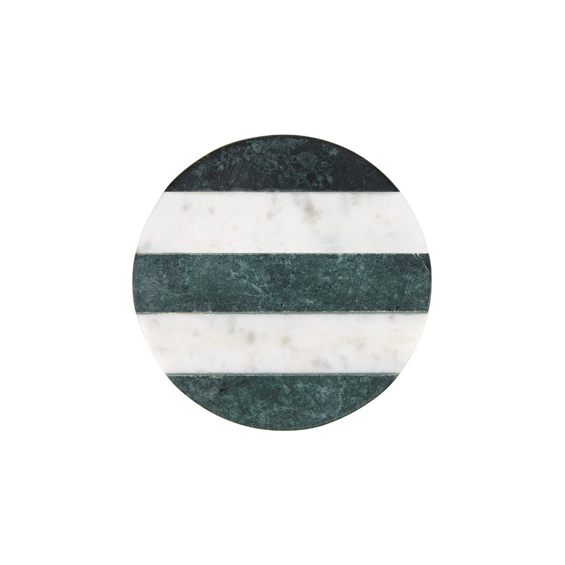 Coaster Collective Round Marble Coaster 10cm Green Stripe