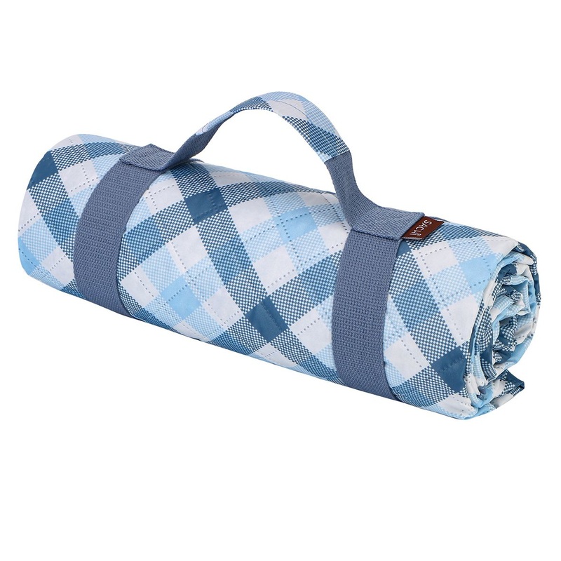 Picnic Rug 175 X 142cm Gingham Blue