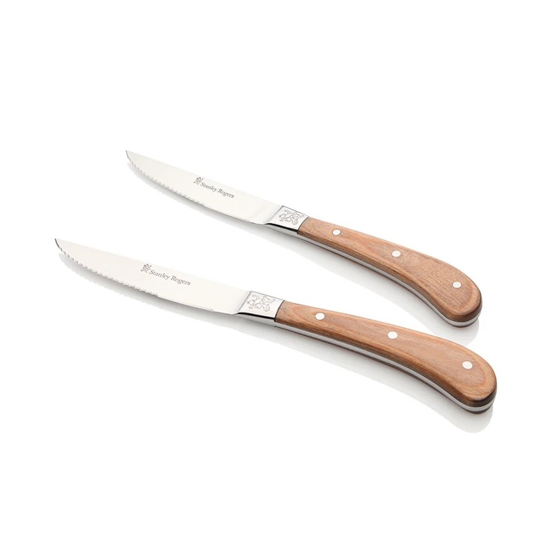 Pistol Grip Woodland Steak Knives 4 Piece Set Distressed