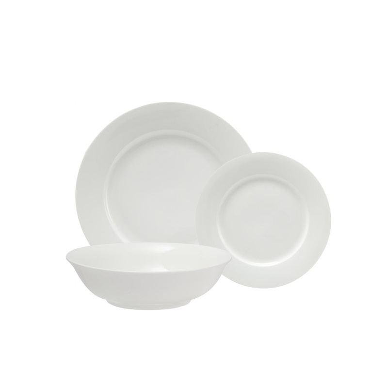 White Basics European Rim Dinner Set 18pc Gift Boxed