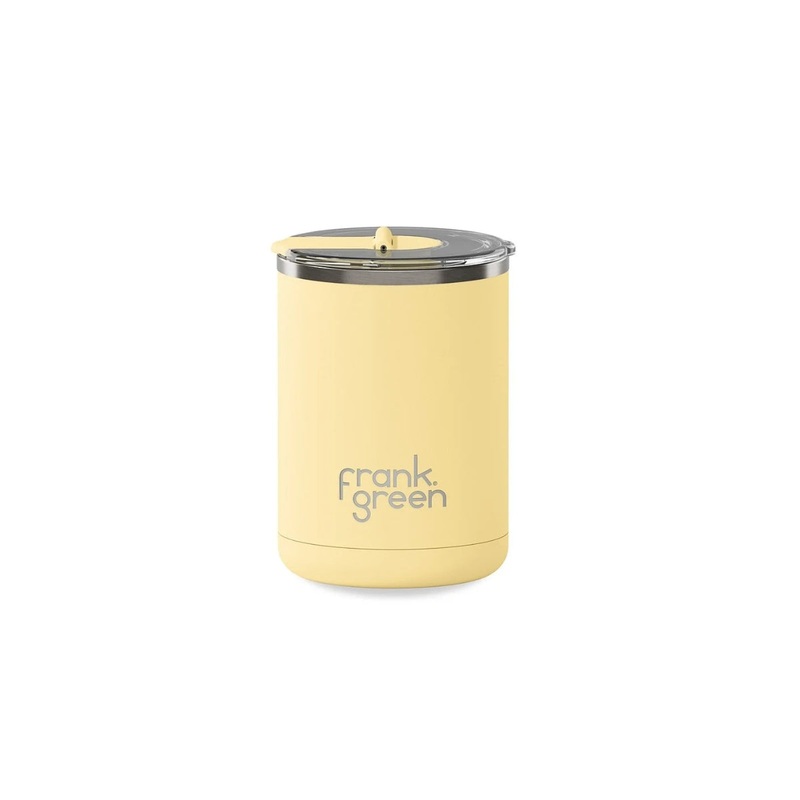 12oz Stainless Steel Ceramic Cup With Hinged Lid Buttermilk