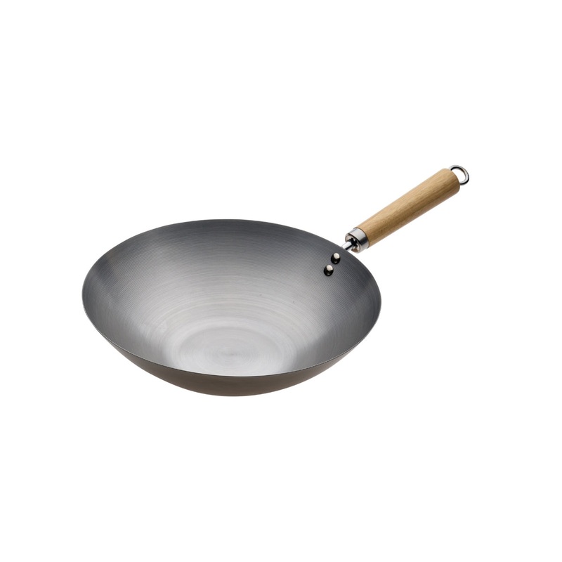 Carbon Steel Wok 30cm Wood Handle