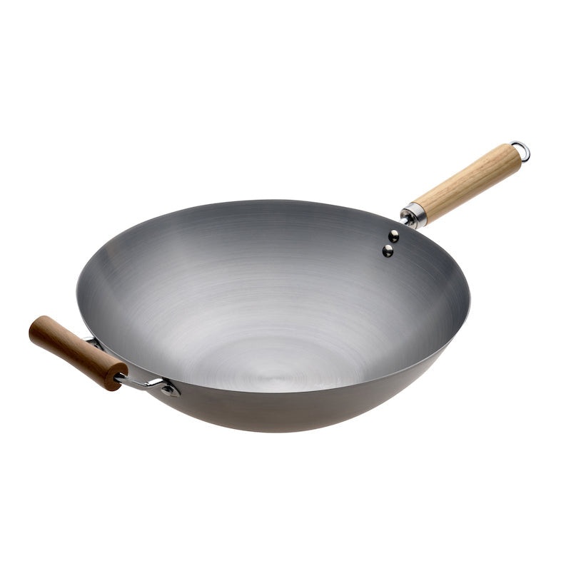 Carbon Steel Wok 36cm Wood Handle