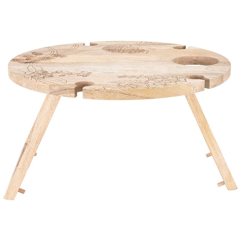 The Blck Pen Golden Summer Round Folding Picnic Table 45x45x24cm