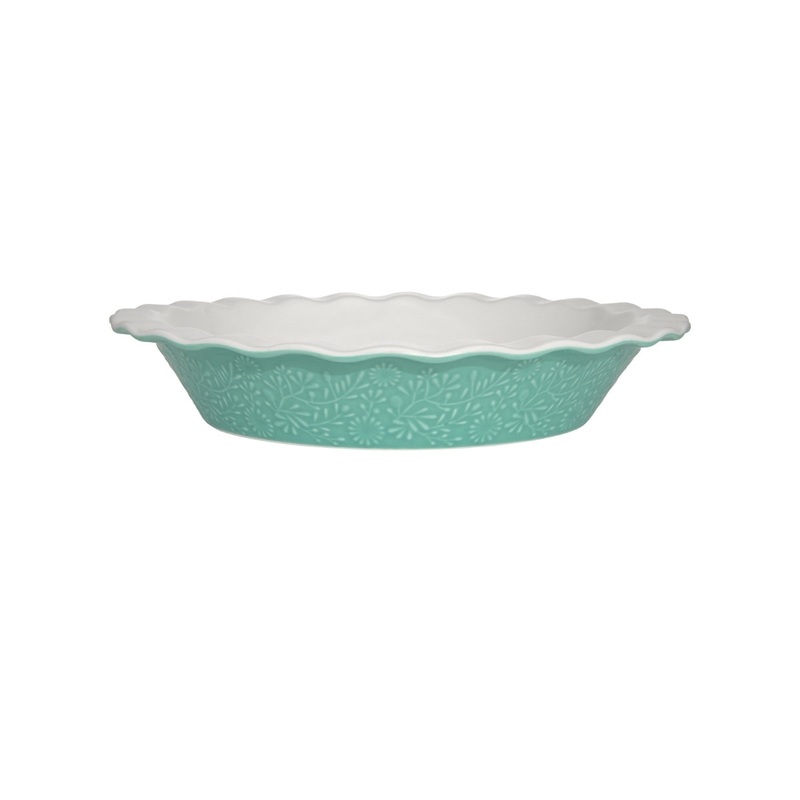 Blooms Fluted Pie Dish 21.5x4cm Green Gift Boxed