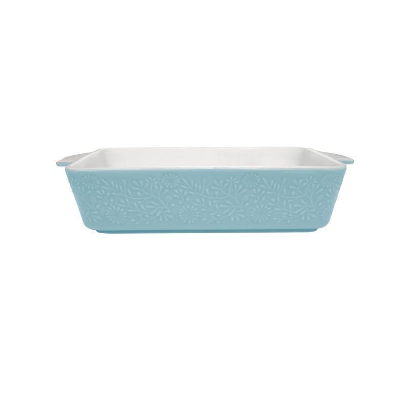 Blooms Rectangular Baker 27x19x6.5cm Blue Gift Boxed